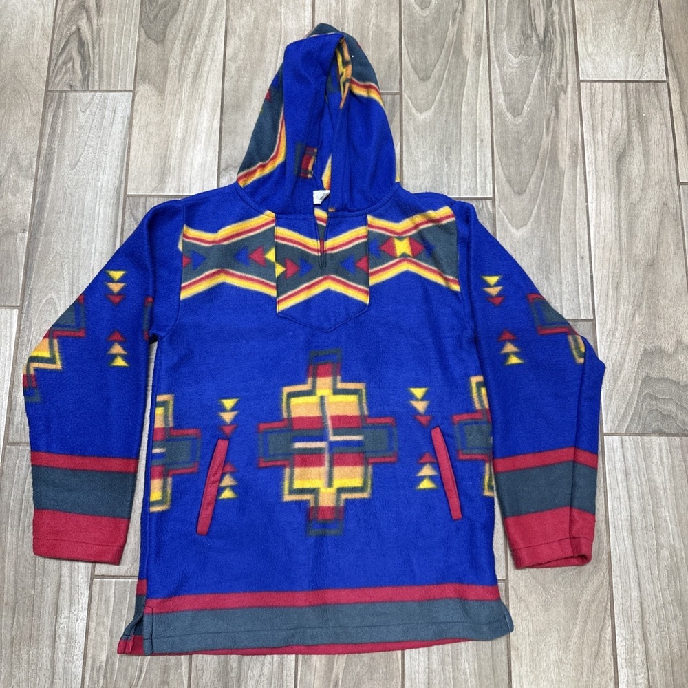 El Paso Saddle Blanket Co Hoodie Jacket Size Medium Aztec Tribal Fleece Western